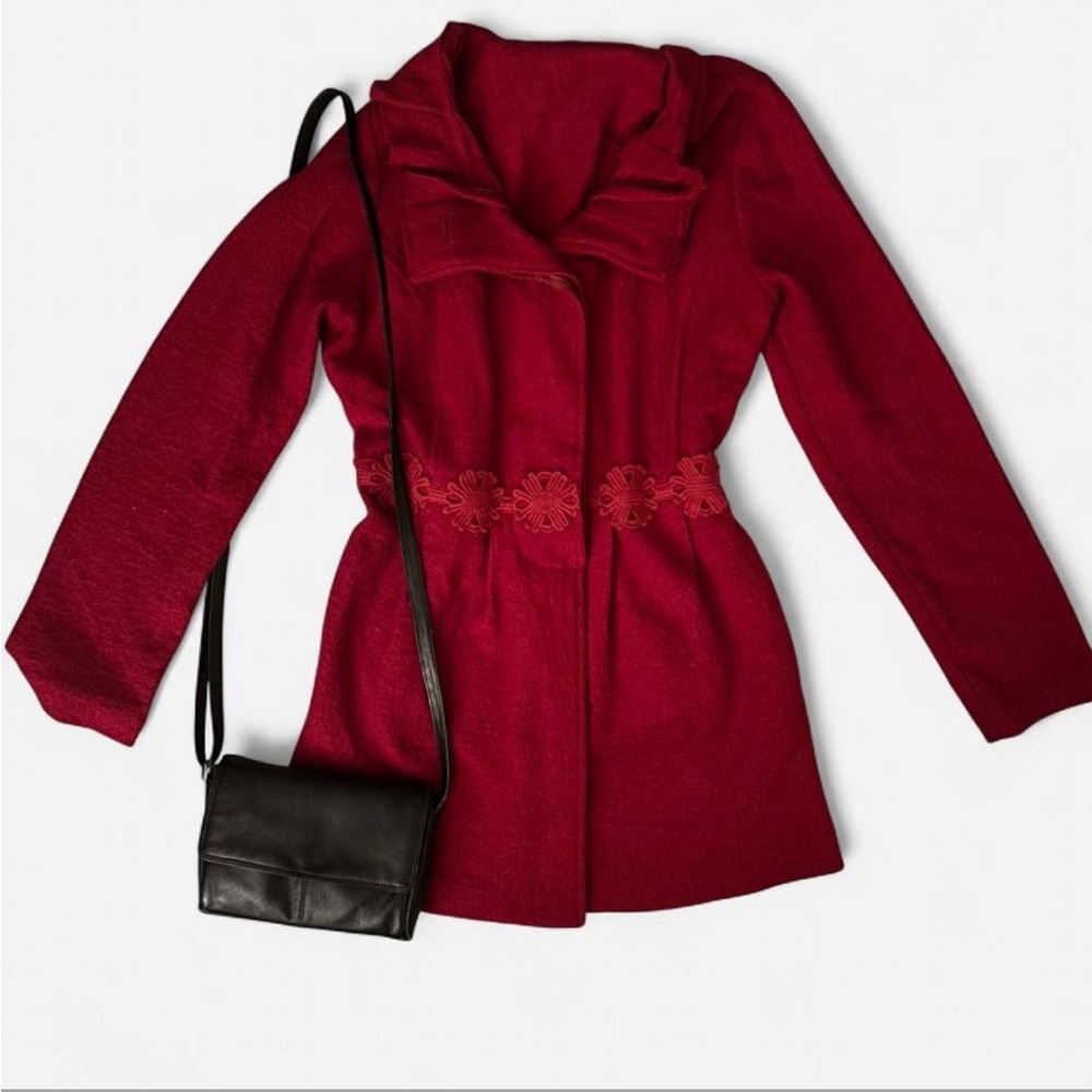 Vintage Designer Cynthia Rowley Red Wool Coat 🌹